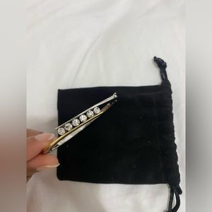 Two tone plated bangle with Diamonds